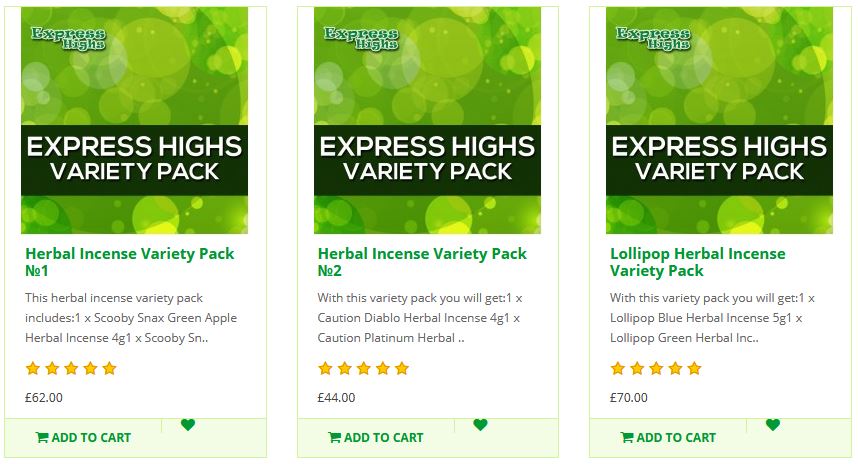 Vásárolj legális szereket – herbál füstölő variációs csomagokat - az Express Highs-tól